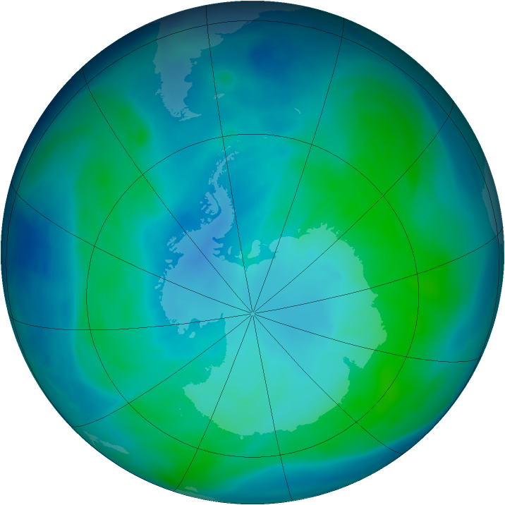 Antarctic ozone map for 27 January 2007